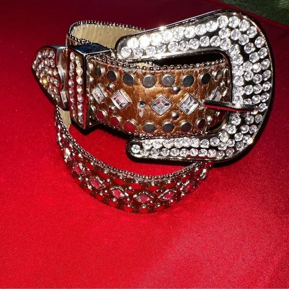 Leather bling belt size s